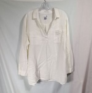 Old Navy Yellow White Striped Linen Blend Tunic Top Size XXL